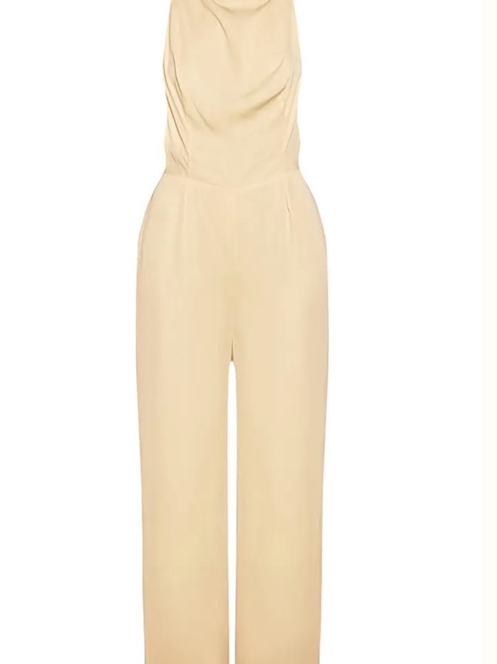 Yellow Chiffon Wide Leg Jumpsuit Size 12 Draped Neck Back Detail NWT - Picture 4 of 4
